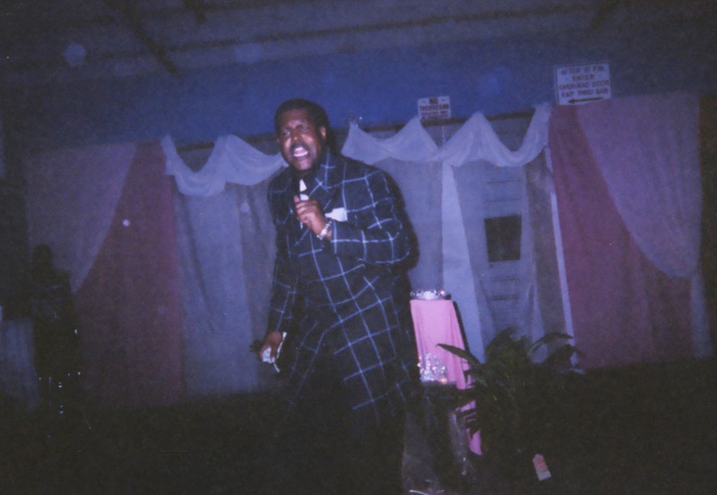 Gary Carrington speaks into a mic at Soakie's. 