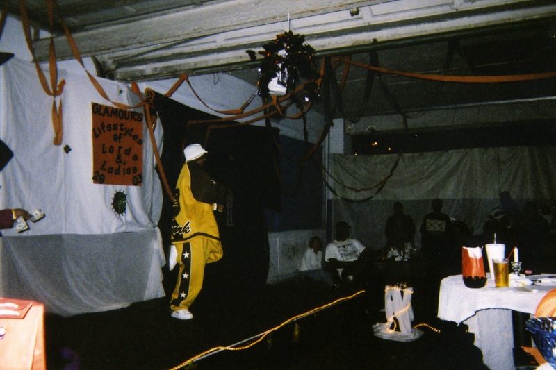 A masculine performer on stage at Soakie's.