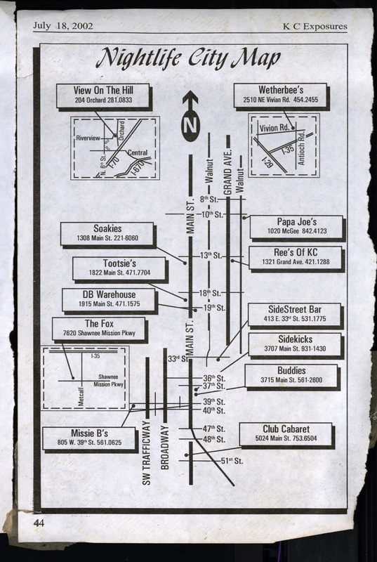 A map of gay bars in Kansas City.