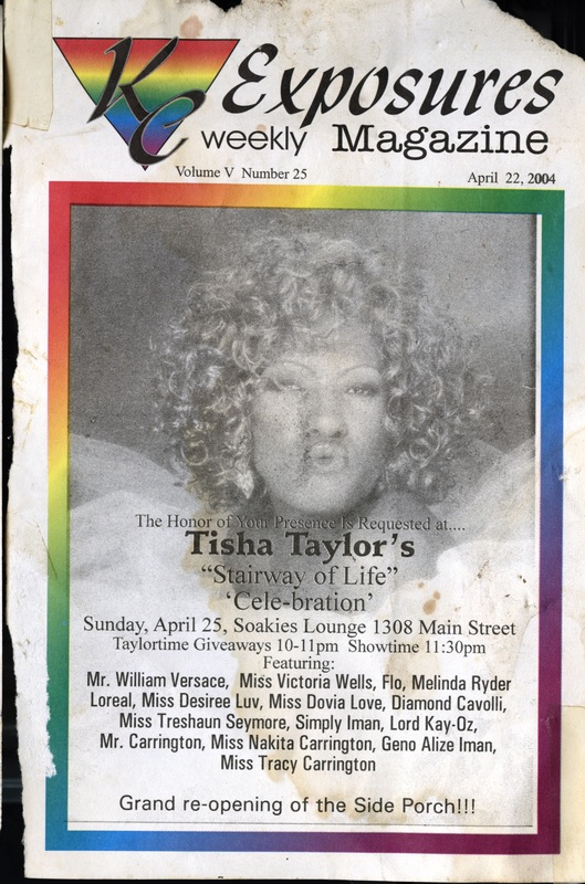 The cover of a magazine, KC Exposures, provides invitation details for a show at Soakie's. 